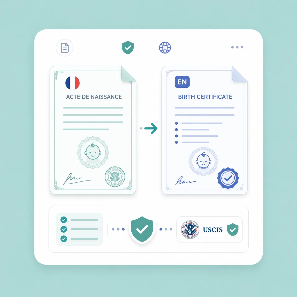 Certified birth certificate translation
