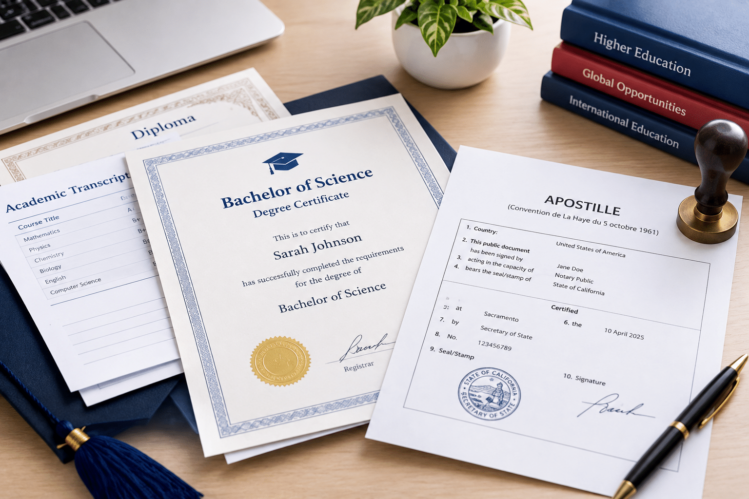 Educational certificate and apostille